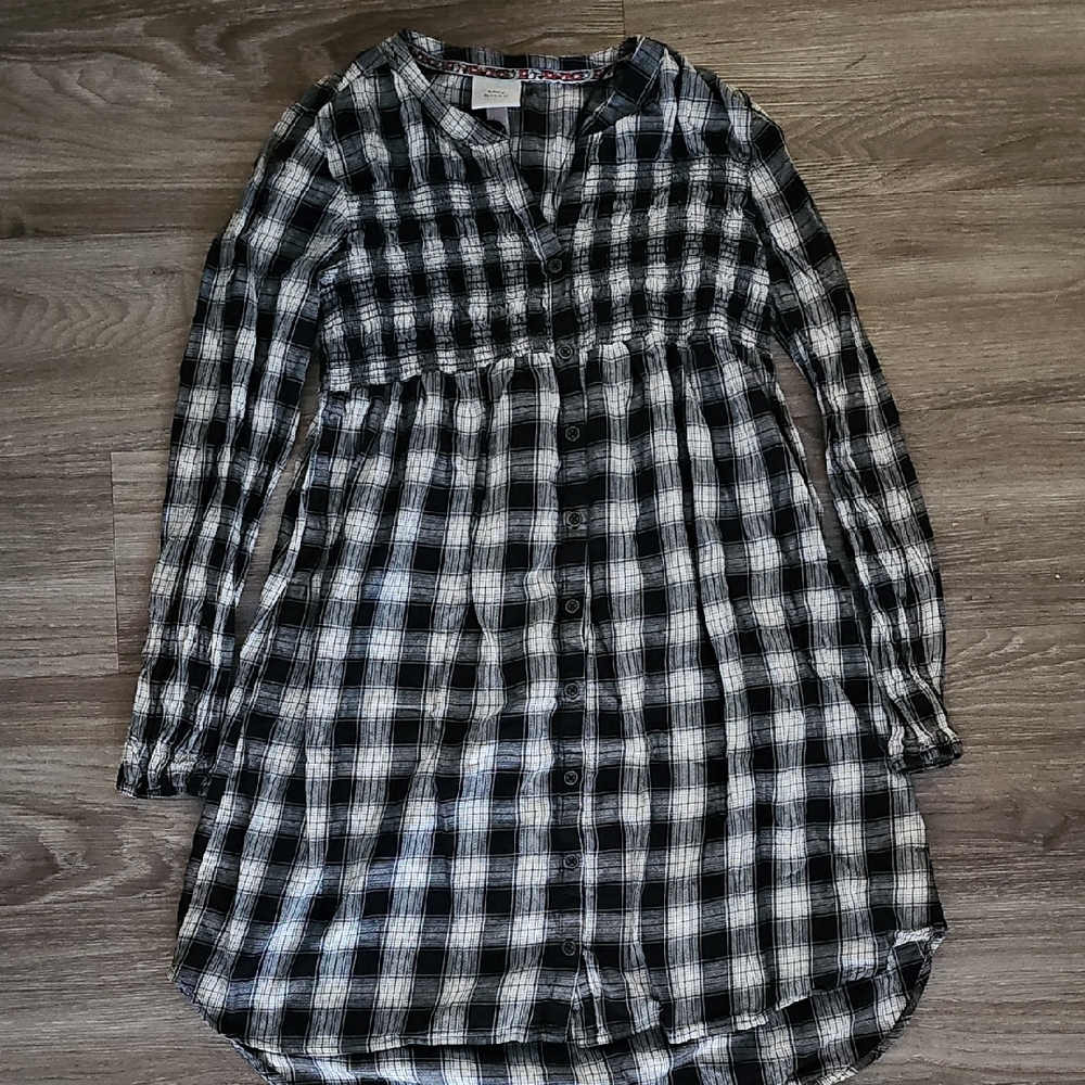 Knox Rose Black and White Plaid Mini Dress